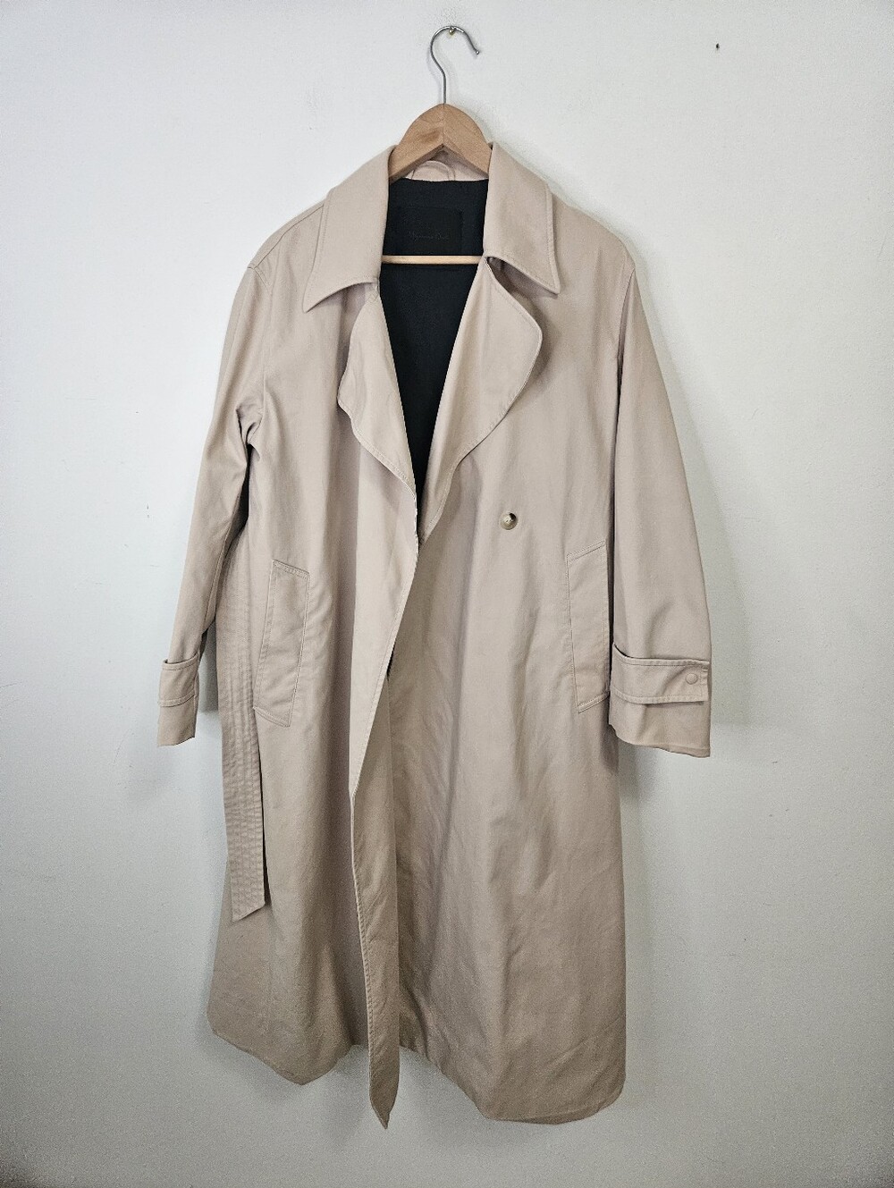 Massimo Dutti Oversize Long Trench Coat S Beige Minimalist
